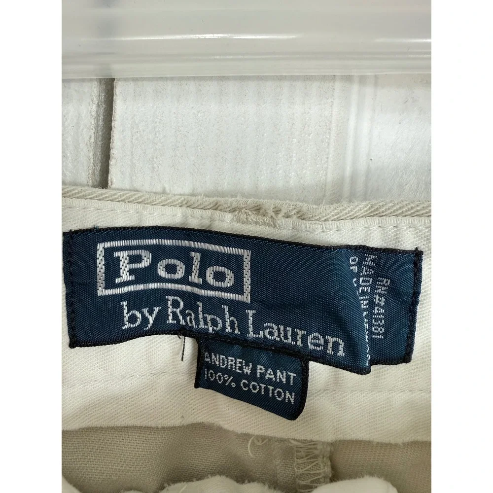 Polo Ralph Lauren Andrew Pant 42/32 Khaki Beige Pleated Chino Vintage Preppy